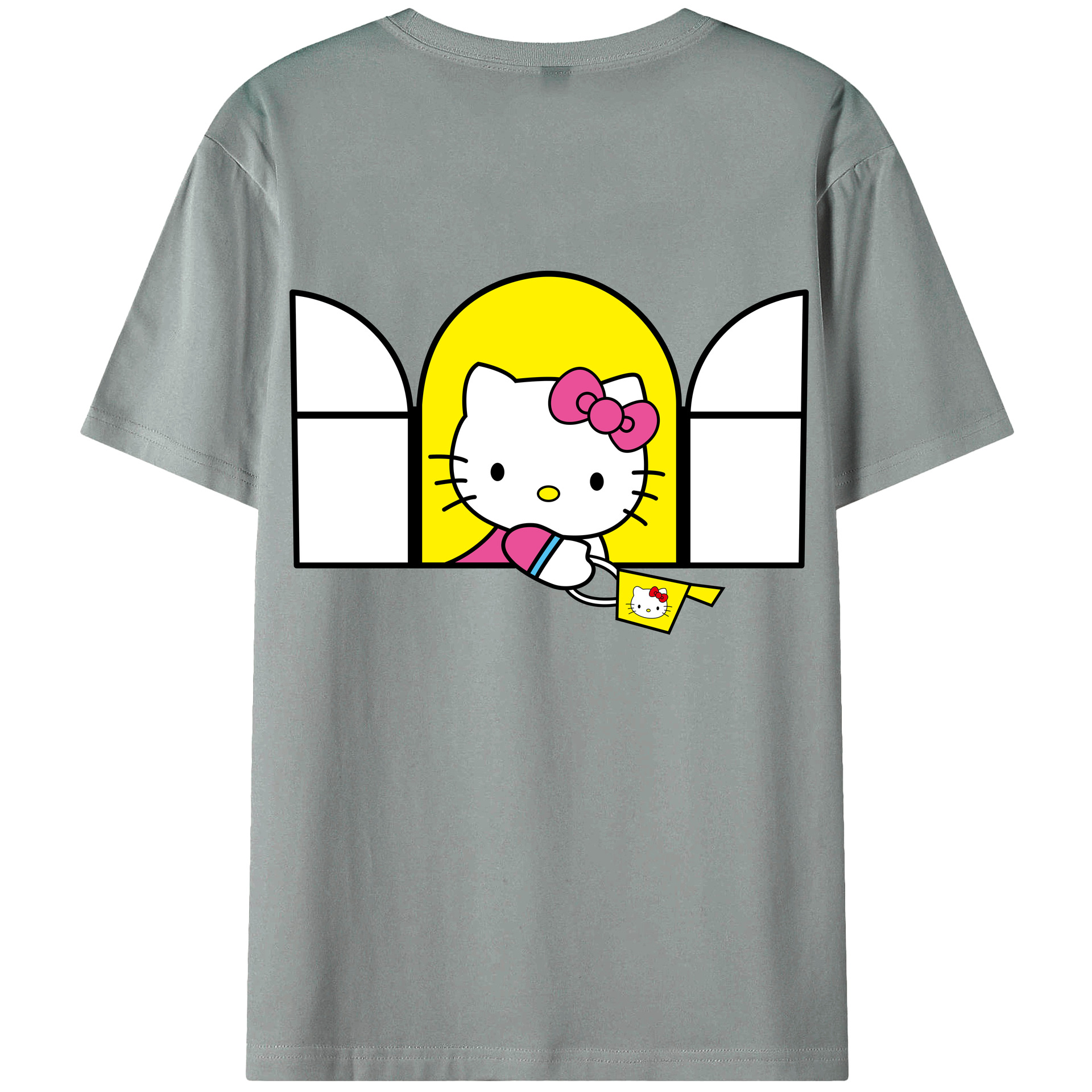 （画像用） Hello Kitty ハローキティ 綿100％ メンズ半袖Tシャツ（バックプリント） 通気性